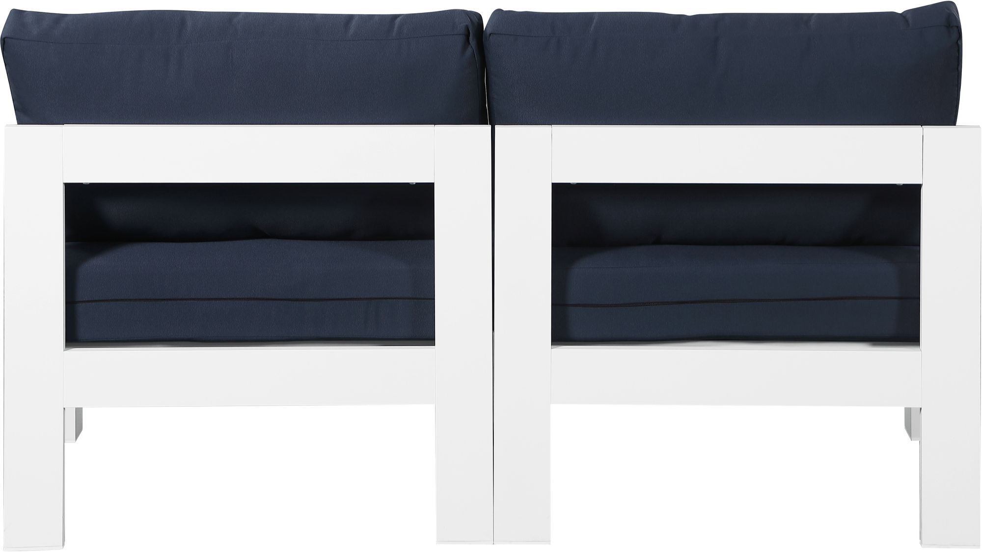 Nizuc 60" Outdoor Patio Waterproof Fabric Armless Modular Sofa with White Aluminum Frame