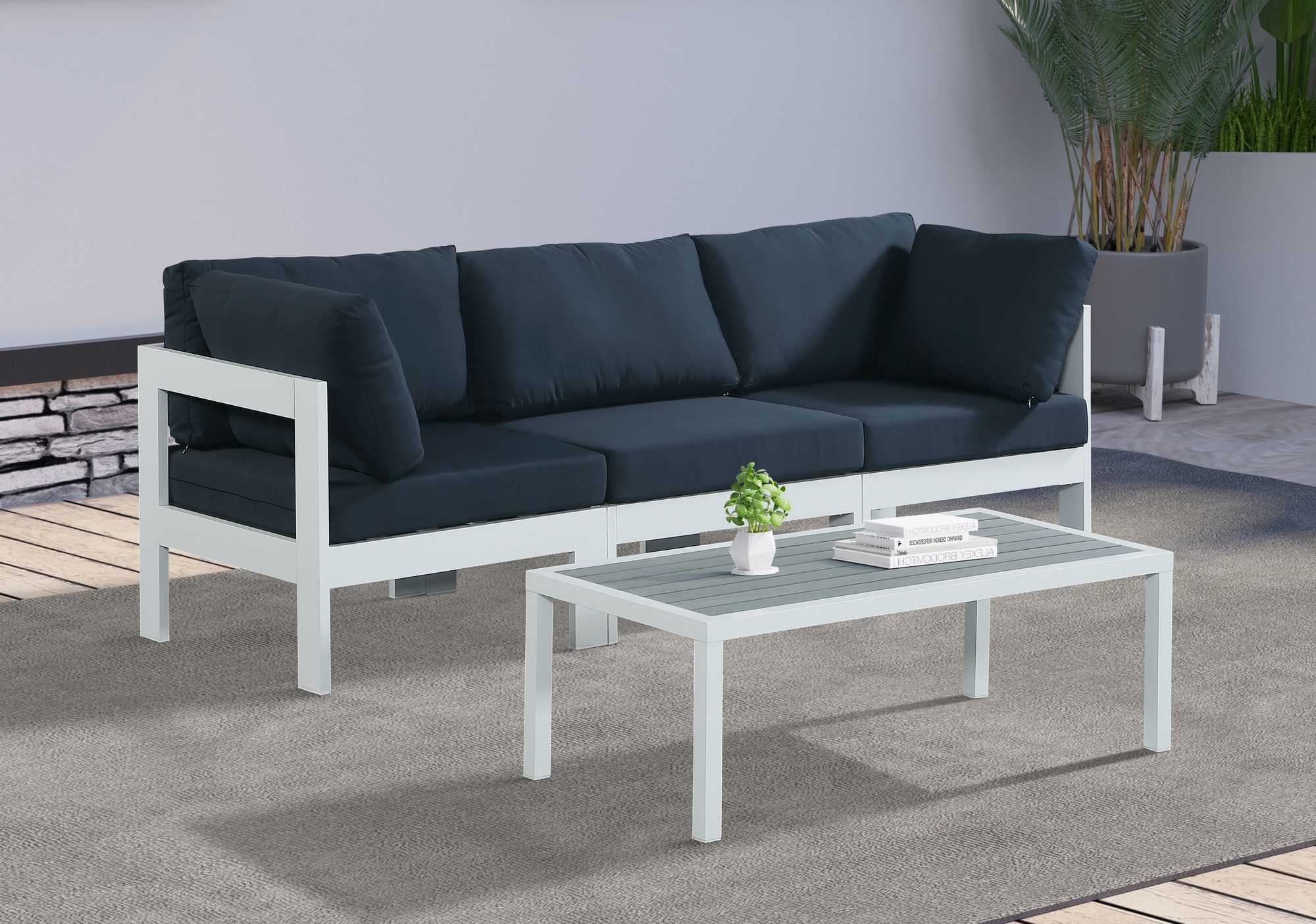 Nizuc 90" Outdoor Patio Waterproof Fabric Modular Sofa with Aluminum Frame