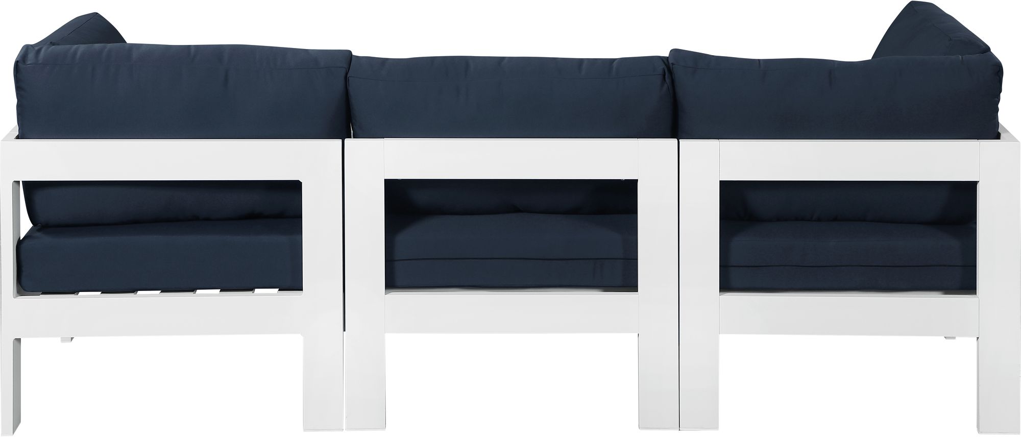 Nizuc 90" Outdoor Patio Waterproof Fabric Modular Sofa with White Aluminum Frame