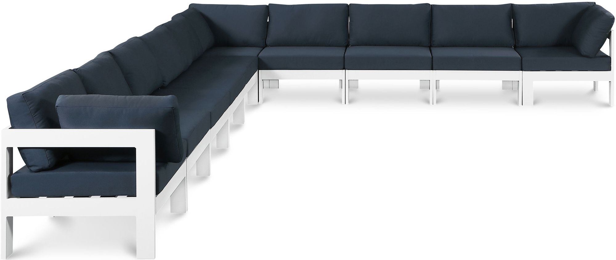 Nizuc 180" 10-Piece Outdoor Patio Waterproof Fabric Modular Sectional with Aluminum Frame