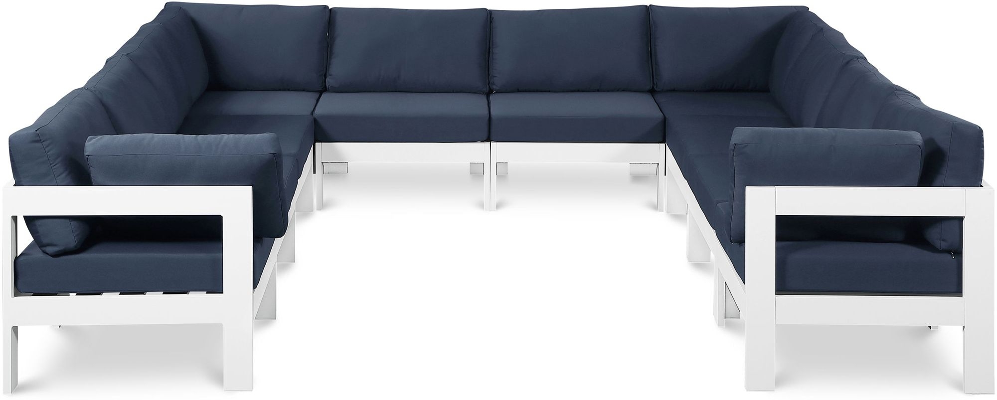 Nizuc 120" 10-Piece Outdoor Patio Waterproof Fabric Modular U-Shape Sectional with Aluminum Frame