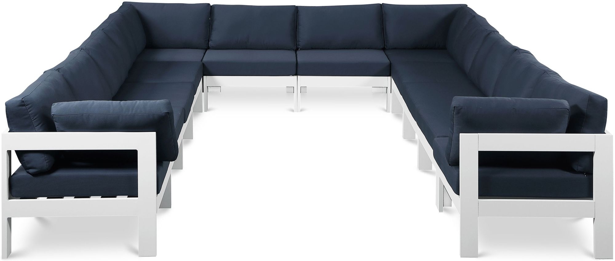 Nizuc 120" 12-Piece Outdoor Patio Waterproof Fabric Modular U-Shape Sectional with Aluminum Frame