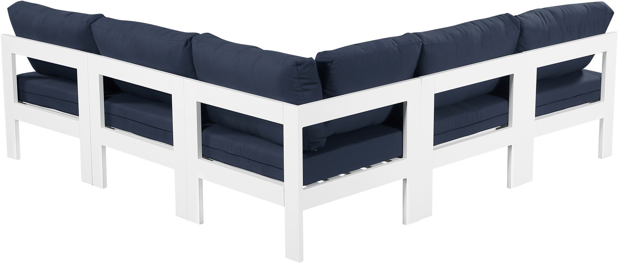 Nizuc 90" 5-Piece Outdoor Patio Waterproof Fabric Modular Armless Sectional with Aluminum Frame