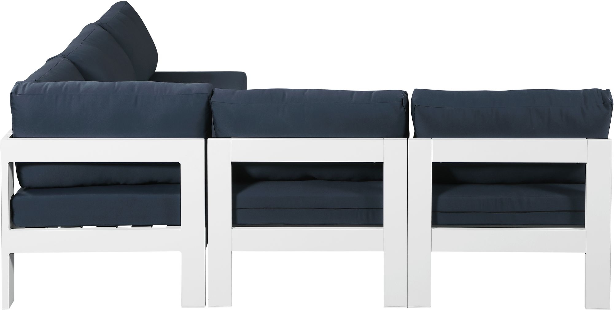 Nizuc 90" 5-Piece Outdoor Patio Waterproof Fabric Modular Armless Sectional with Aluminum Frame