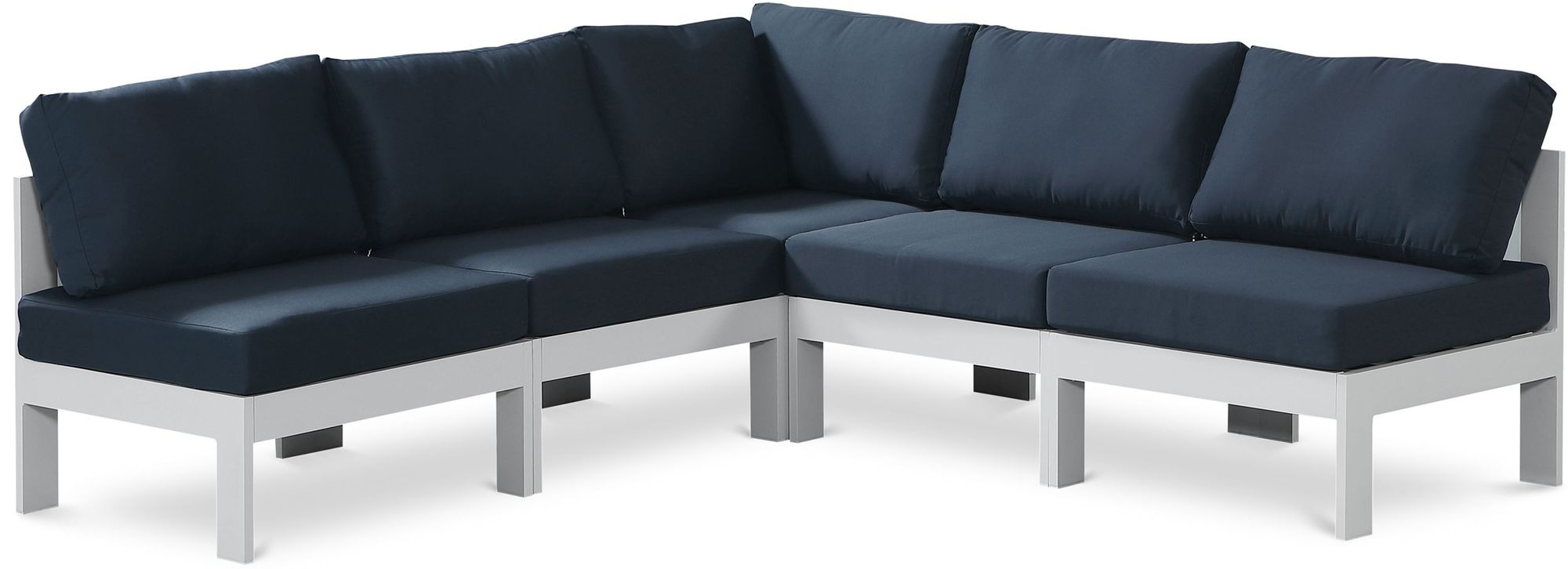Nizuc 90" 5-Piece Outdoor Patio Waterproof Fabric Modular Armless Sectional with Aluminum Frame