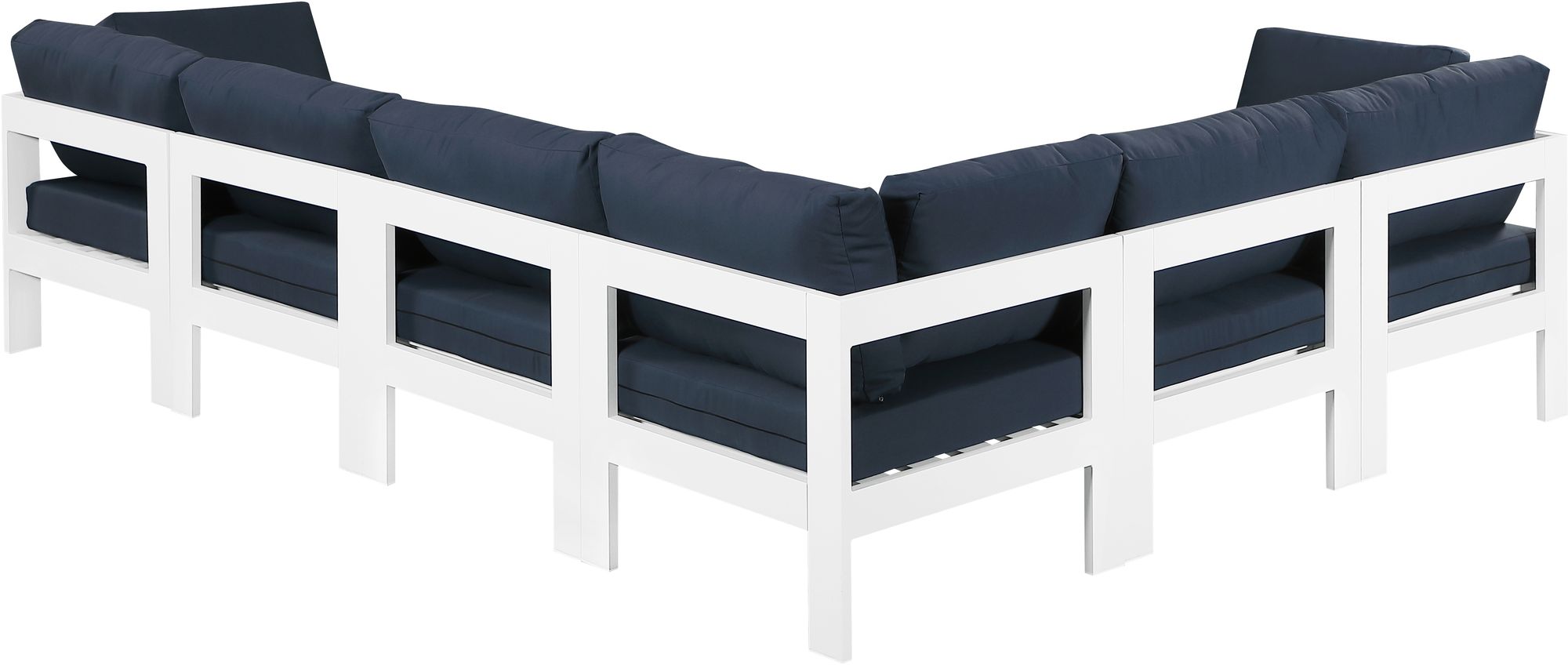 Nizuc 120" 6-Piece Outdoor Patio Waterproof Fabric Modular Sectional with White Aluminum Frame