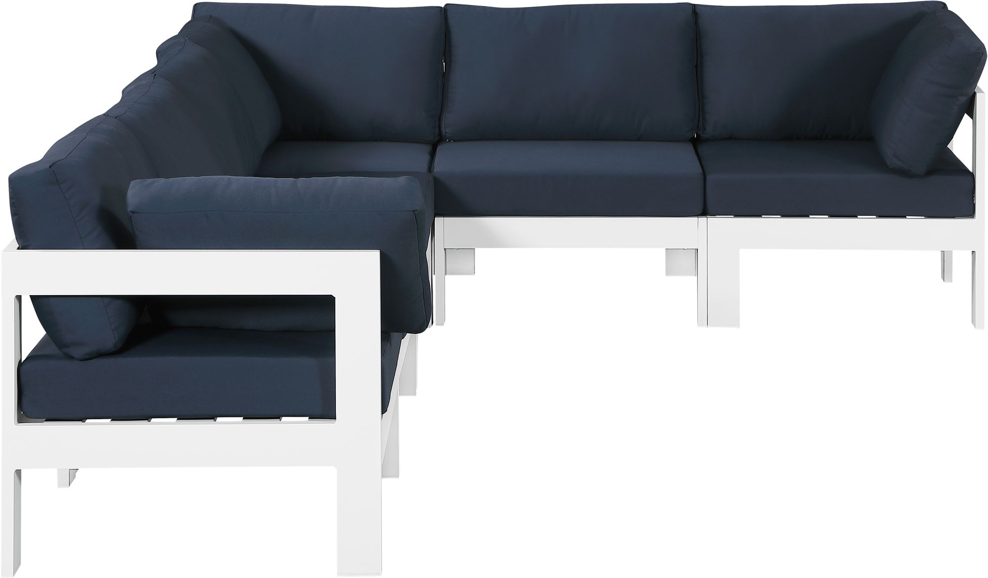 Nizuc 120" 6-Piece Outdoor Patio Waterproof Fabric Modular Sectional with White Aluminum Frame