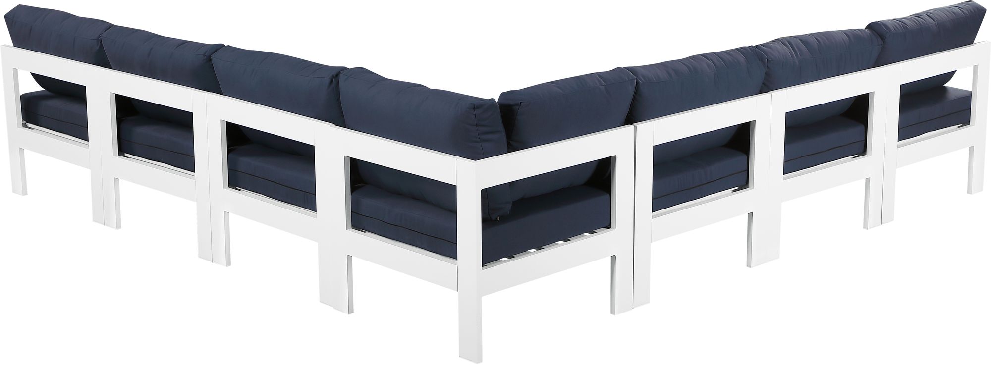 Nizuc 120" 7-Piece Outdoor Patio Waterproof Fabric Modular Armless Sectional with White Aluminum Frame