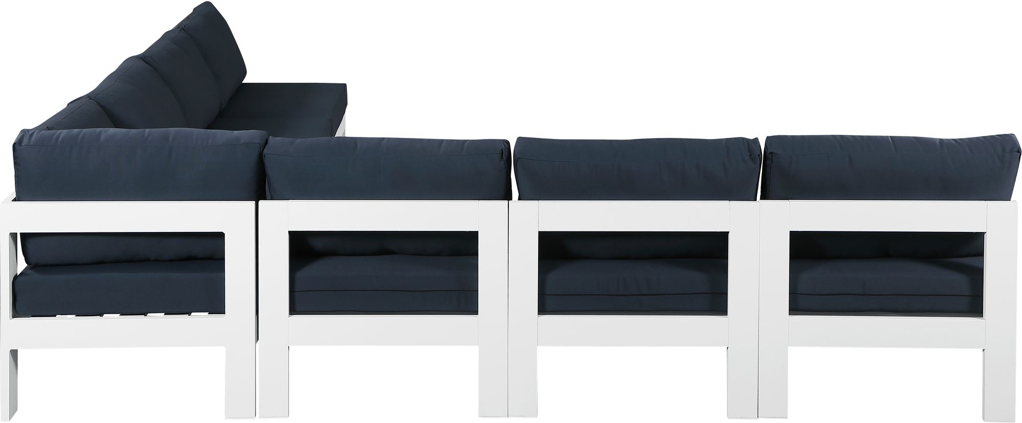Nizuc 120" 7-Piece Outdoor Patio Waterproof Fabric Modular Armless Sectional with Aluminum Frame