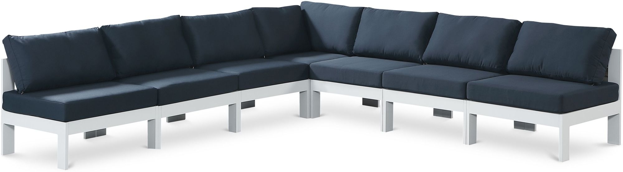 Nizuc 120" 7-Piece Outdoor Patio Waterproof Fabric Modular Armless Sectional with Aluminum Frame