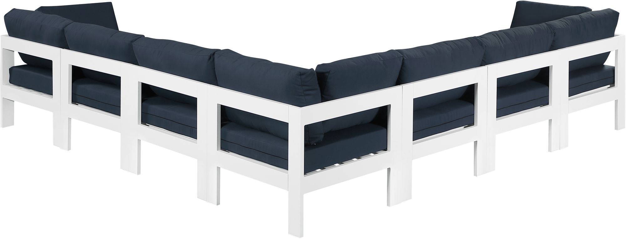 Nizuc 120" 7-Piece Outdoor Patio Waterproof Fabric Modular Sectional with White Aluminum Frame