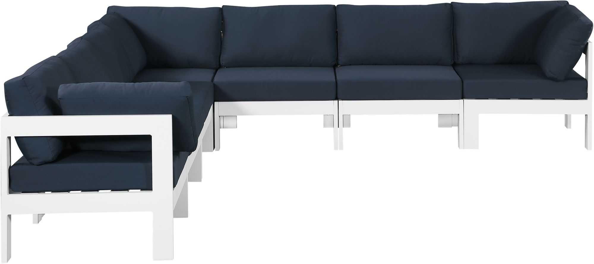Nizuc 120" 7-Piece Outdoor Patio Waterproof Fabric Modular Sectional with Aluminum Frame