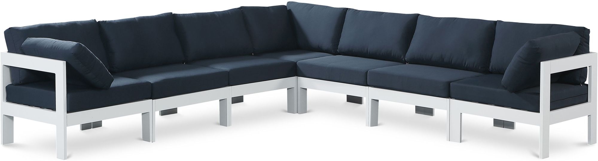 Nizuc 120" 7-Piece Outdoor Patio Waterproof Fabric Modular Sectional with Aluminum Frame