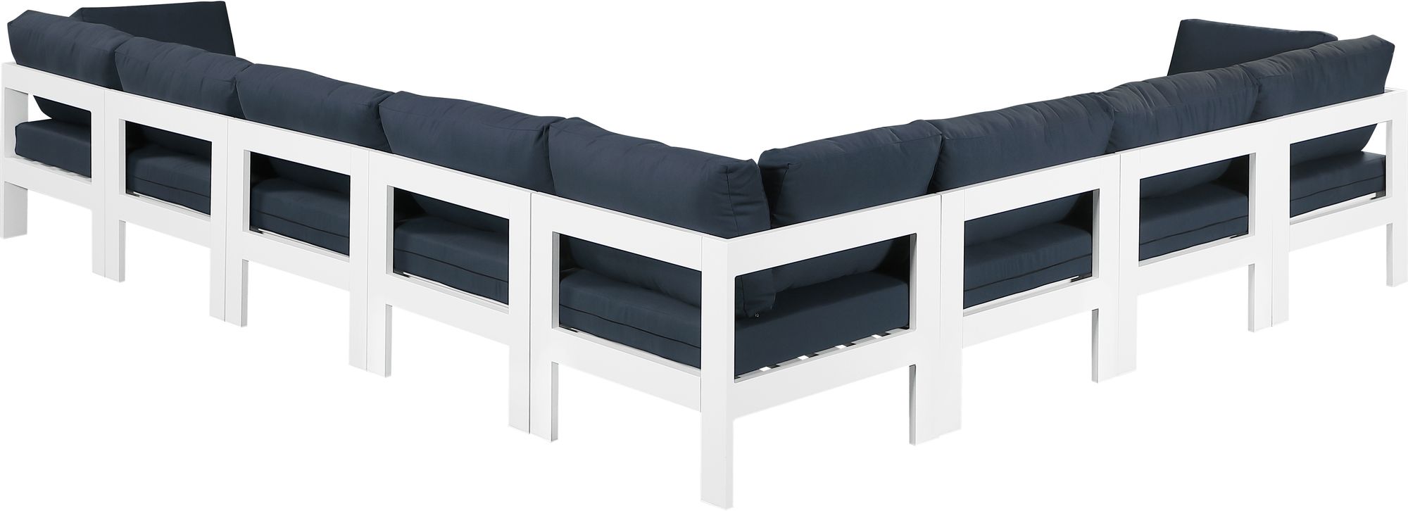 Nizuc 150" 8-Piece Outdoor Patio Waterproof Fabric Modular Sectional with White Aluminum Frame