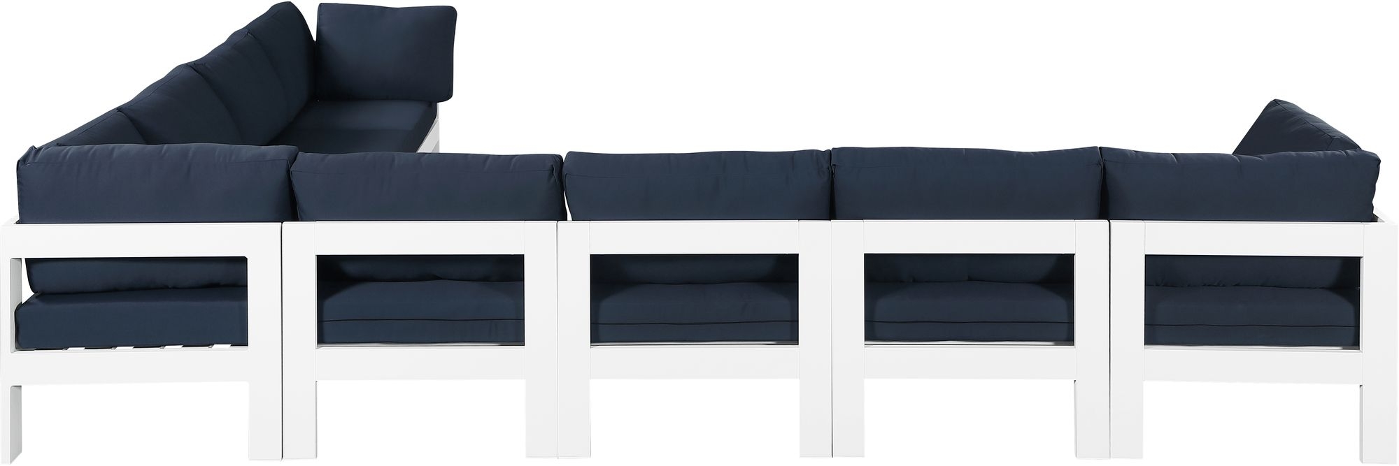 Nizuc 150" 8-Piece Outdoor Patio Waterproof Fabric Modular Sectional with Aluminum Frame