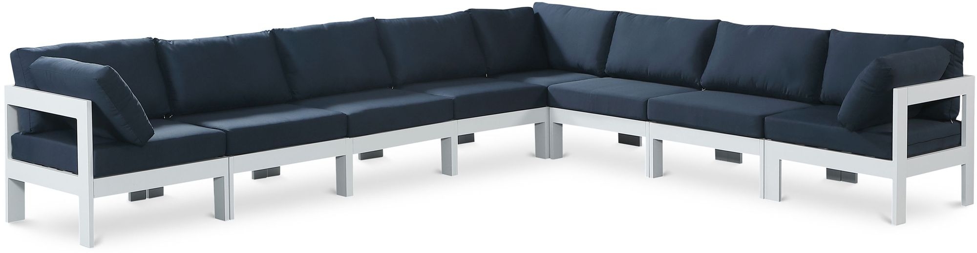Nizuc 150" 8-Piece Outdoor Patio Waterproof Fabric Modular Sectional with Aluminum Frame