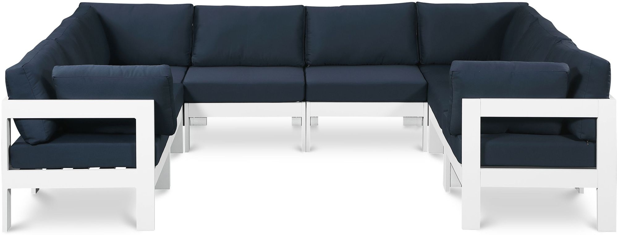 Nizuc 120" 8-Piece Outdoor Patio Waterproof Fabric Modular U-Shape Sectional with Aluminum Frame