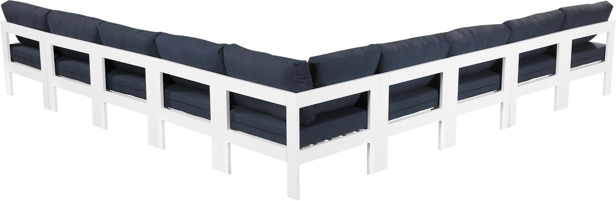 Nizuc 150" 9-Piece Outdoor Patio Waterproof Fabric Modular Armless Sectional with Aluminum Frame