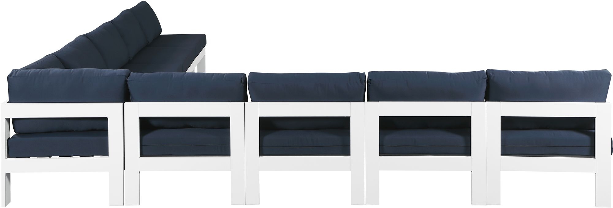 Nizuc 150" 9-Piece Outdoor Patio Waterproof Fabric Modular Armless Sectional with Aluminum Frame
