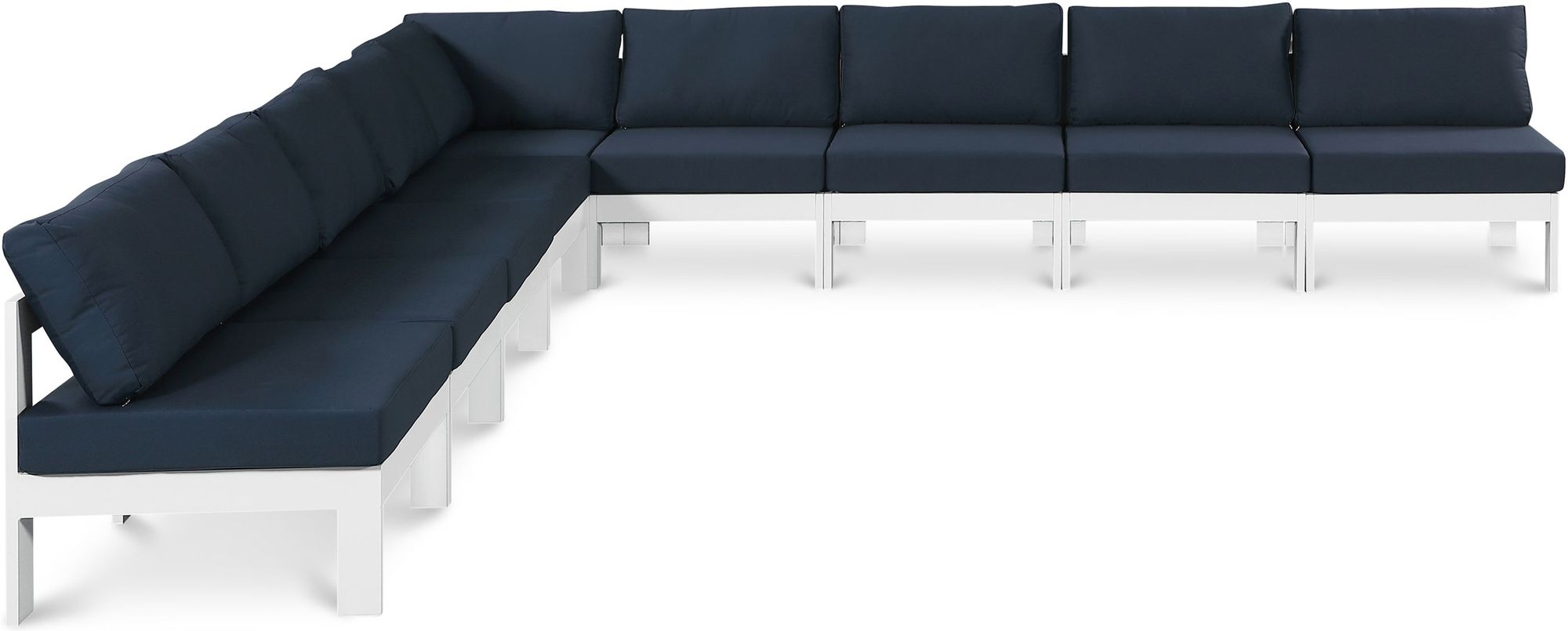 Nizuc 150" 9-Piece Outdoor Patio Waterproof Fabric Modular Armless Sectional with Aluminum Frame