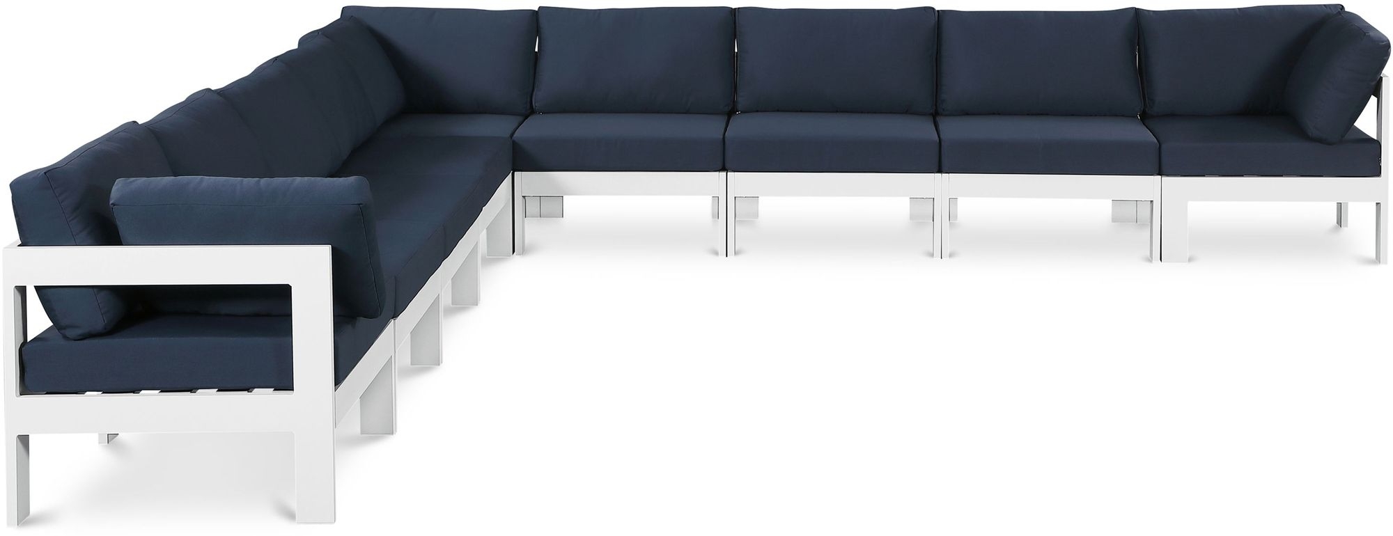 Nizuc 150" 9-Piece Outdoor Patio Waterproof Fabric Modular Sectional with Aluminum Frame