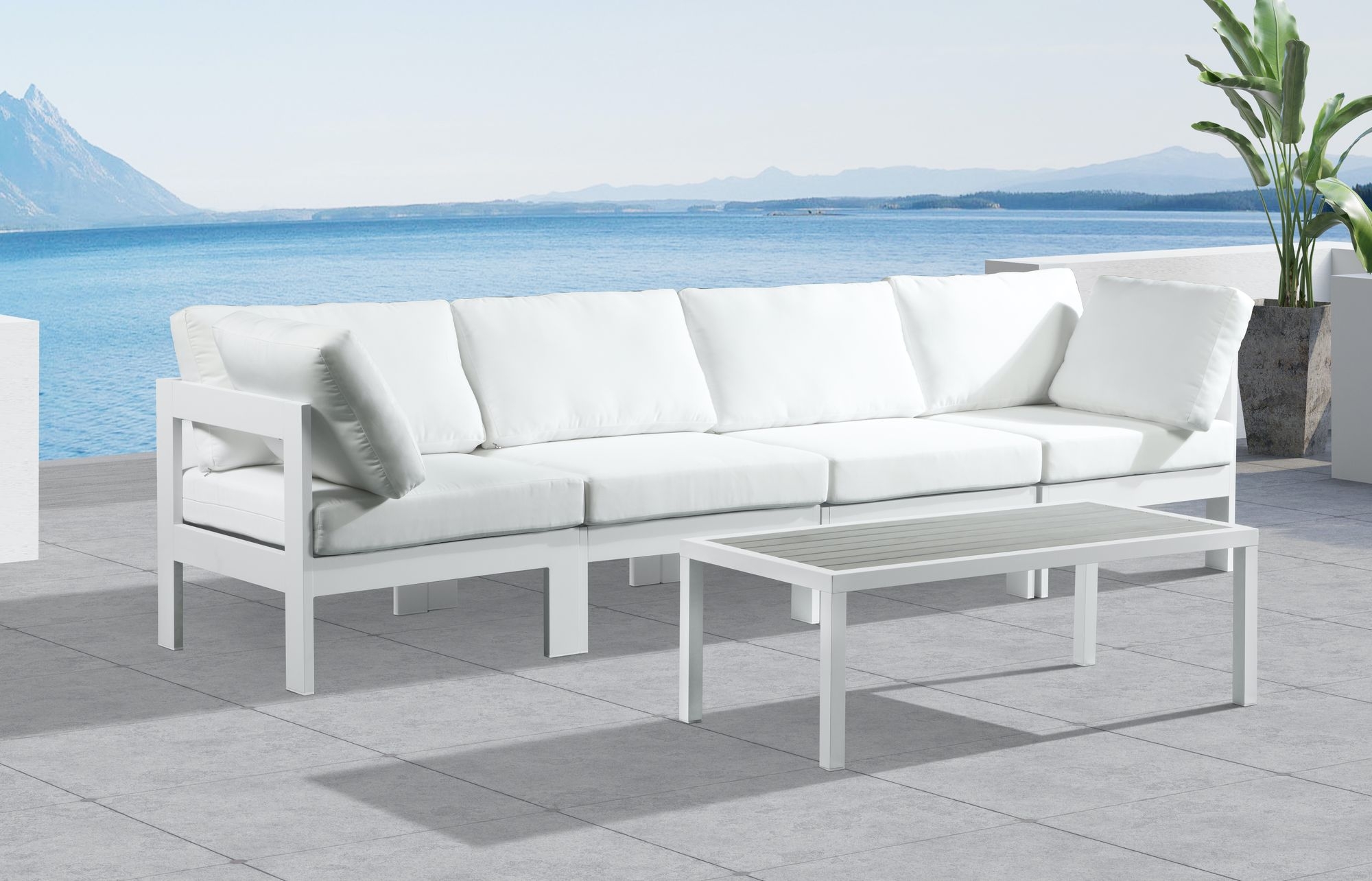 Nizuc 120" Outdoor Patio Waterproof Fabric Modular Sofa with Aluminum Frame