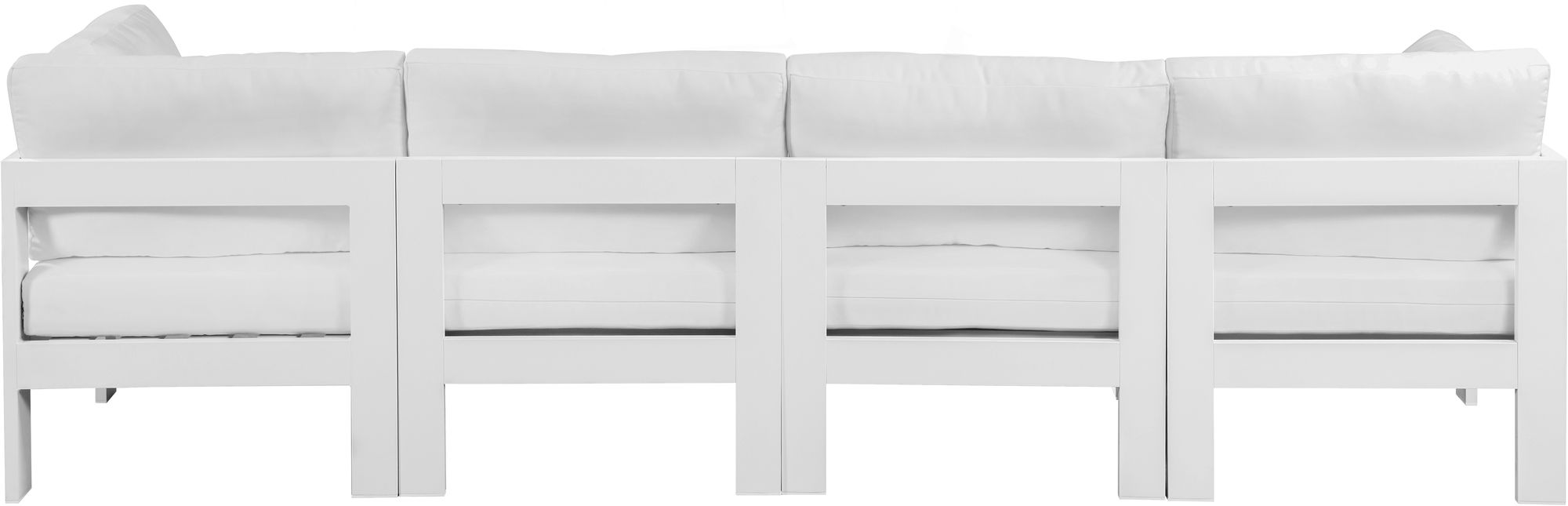 Nizuc 120" Outdoor Patio Waterproof Fabric Modular Sofa with White Aluminum Frame