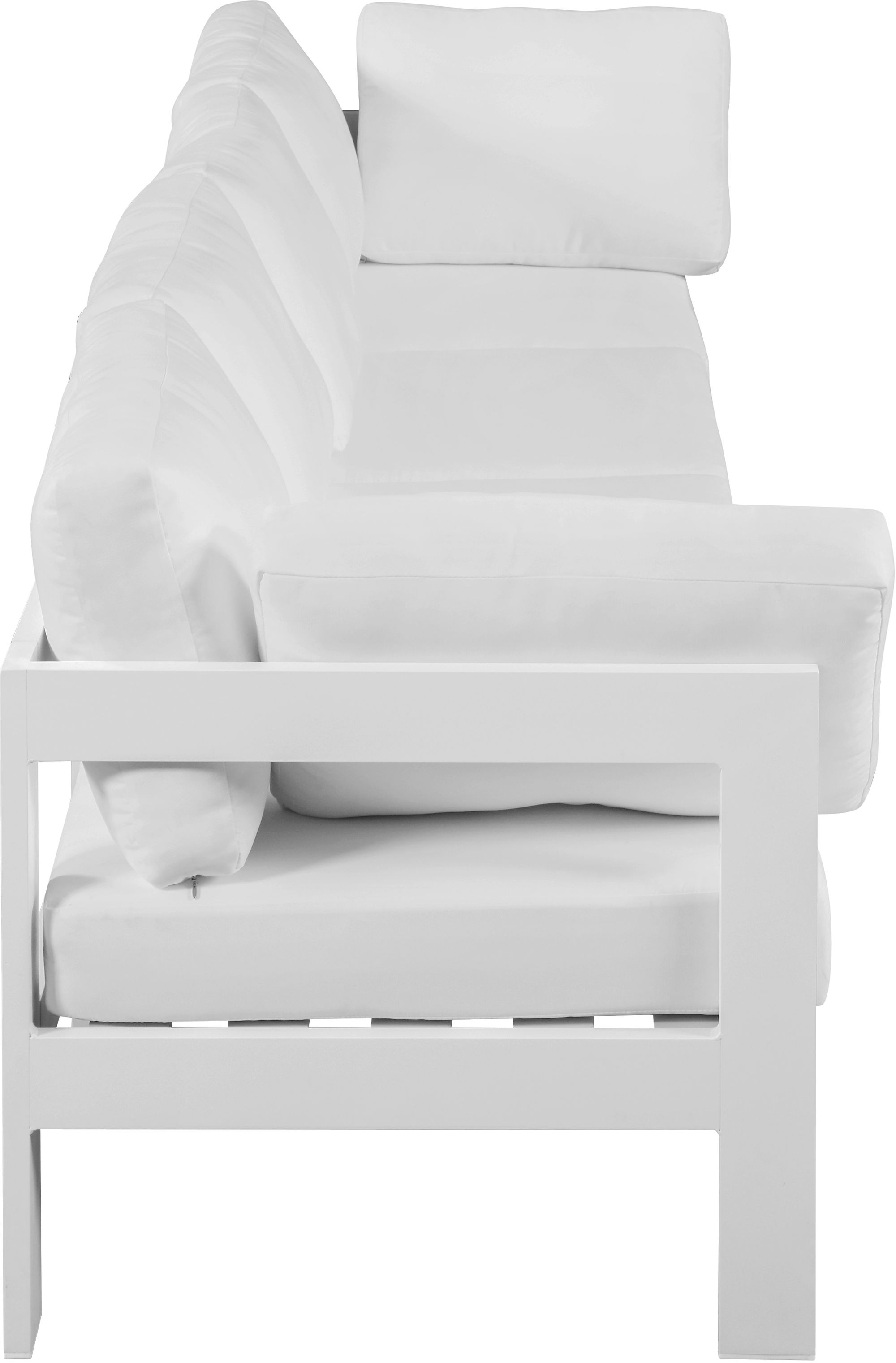 Nizuc 120" Outdoor Patio Waterproof Fabric Modular Sofa with White Aluminum Frame