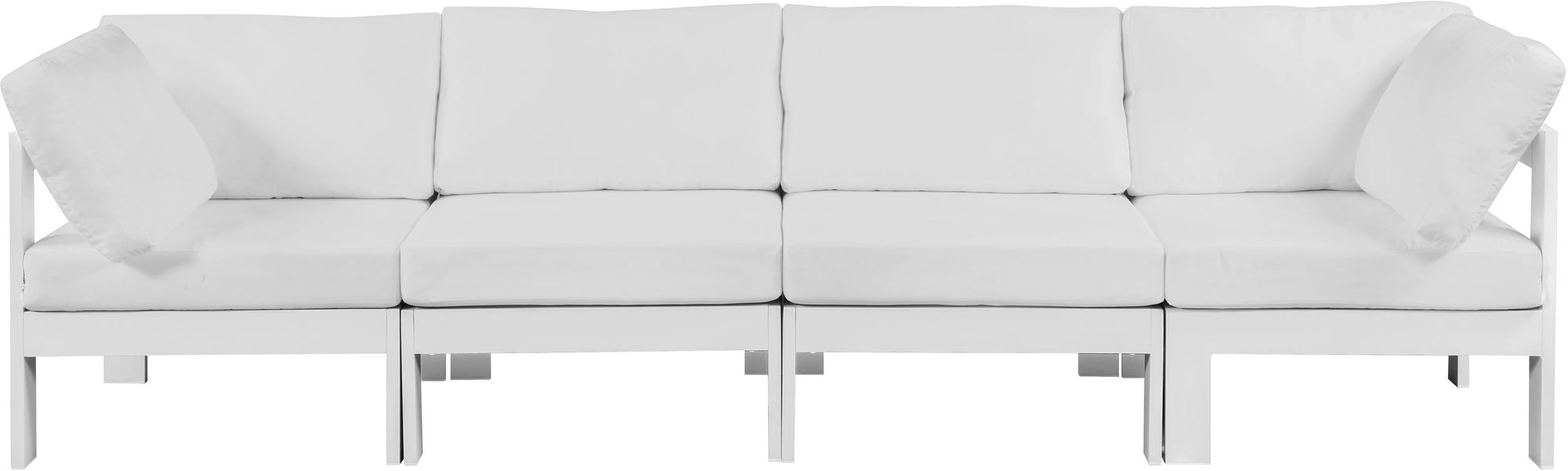 Nizuc 120" Outdoor Patio Waterproof Fabric Modular Sofa with White Aluminum Frame