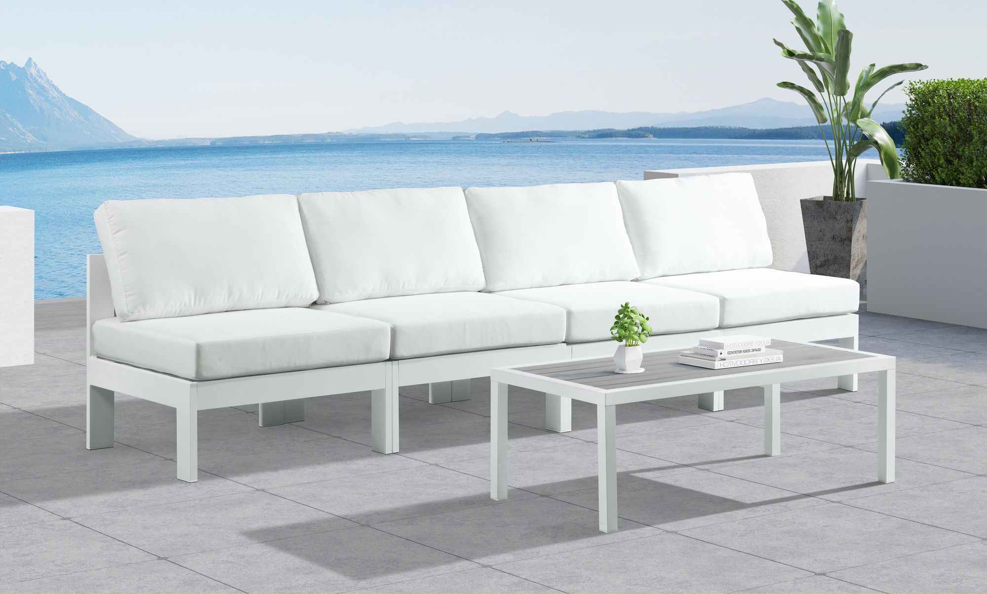 Nizuc Outdoor Patio Modular White Sofa