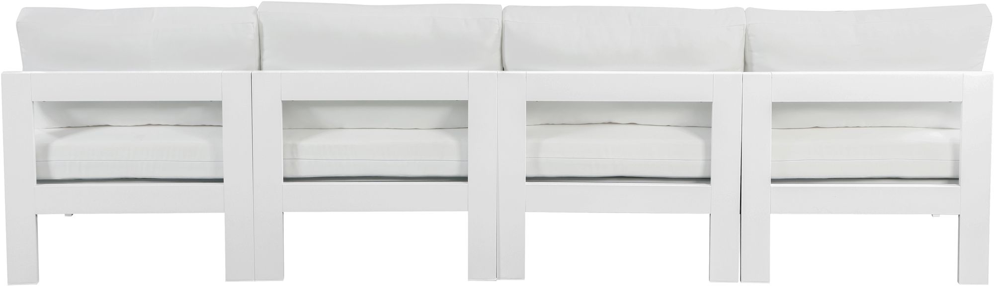 Nizuc Outdoor Patio Modular White Sofa with White Aluminum Frame