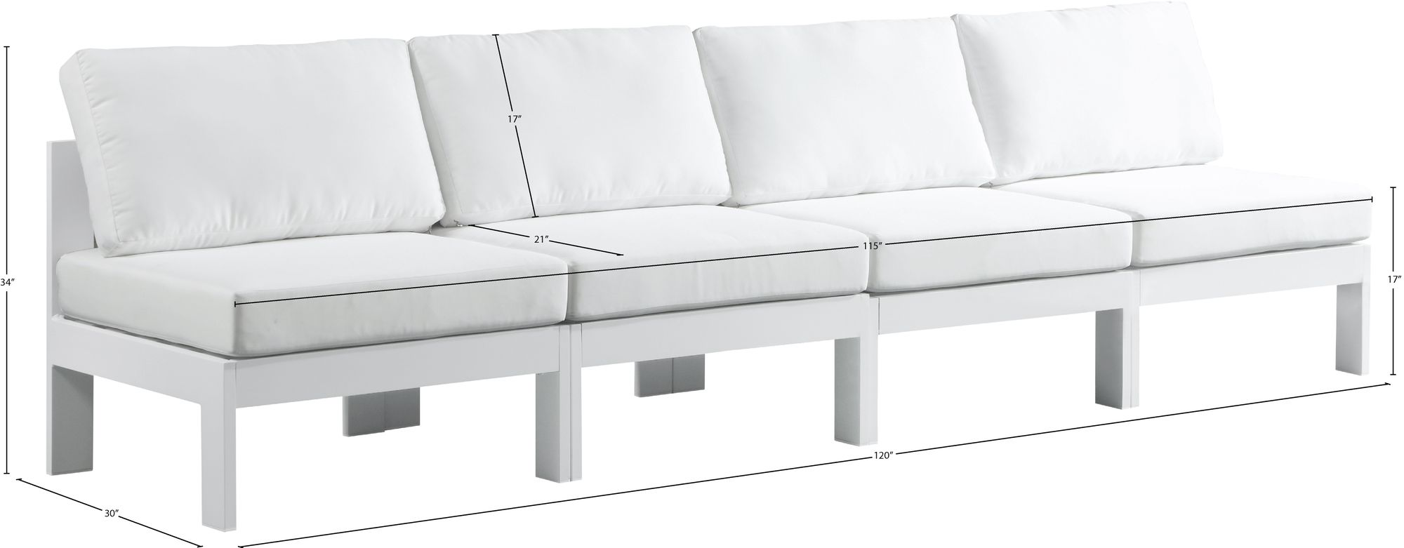 Nizuc Outdoor Patio Waterproof Fabric Armless Modular Sofa