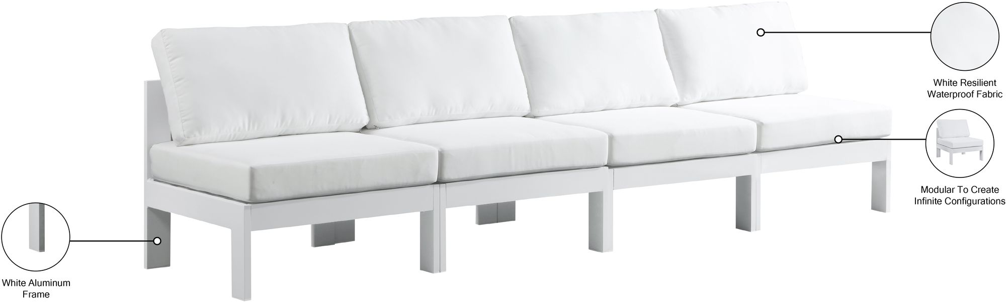 Nizuc 120" Outdoor Patio Modular Sofa Information