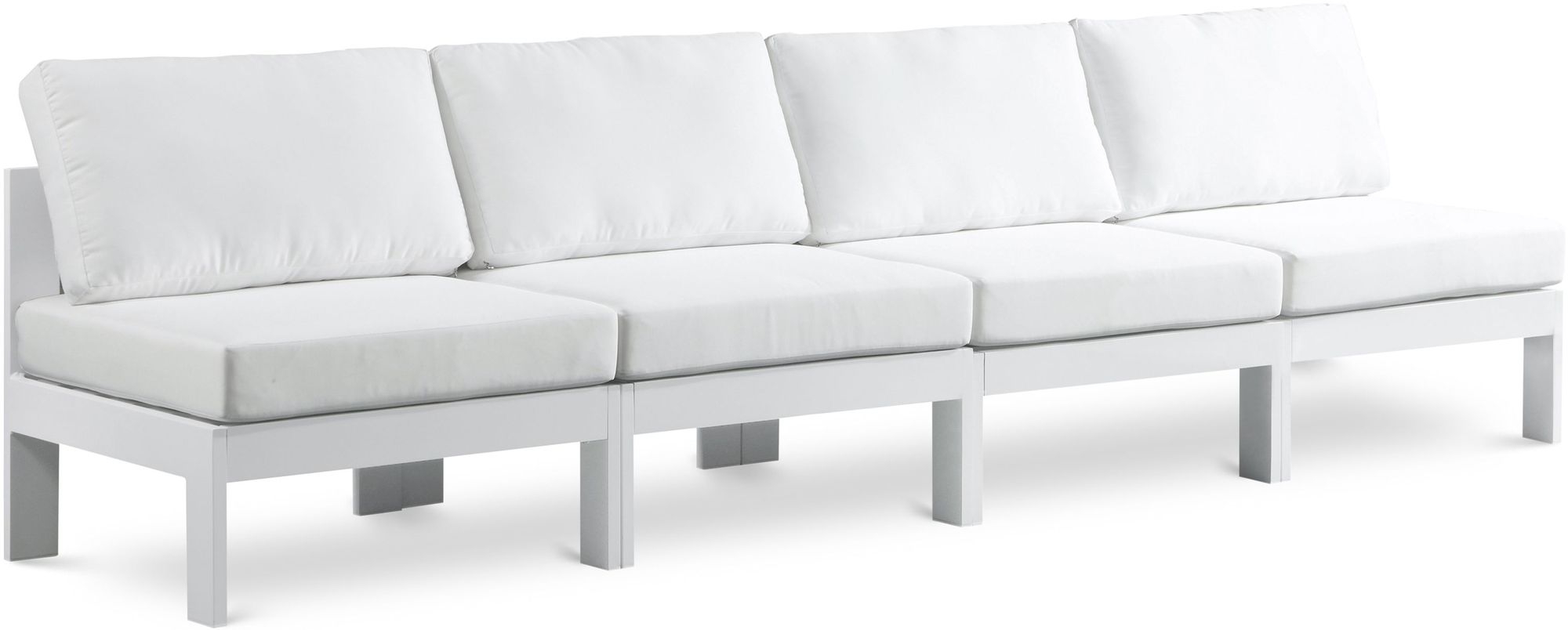 Nizuc 120" Outdoor Patio Waterproof Fabric Armless Modular Sofa with Aluminum Frame