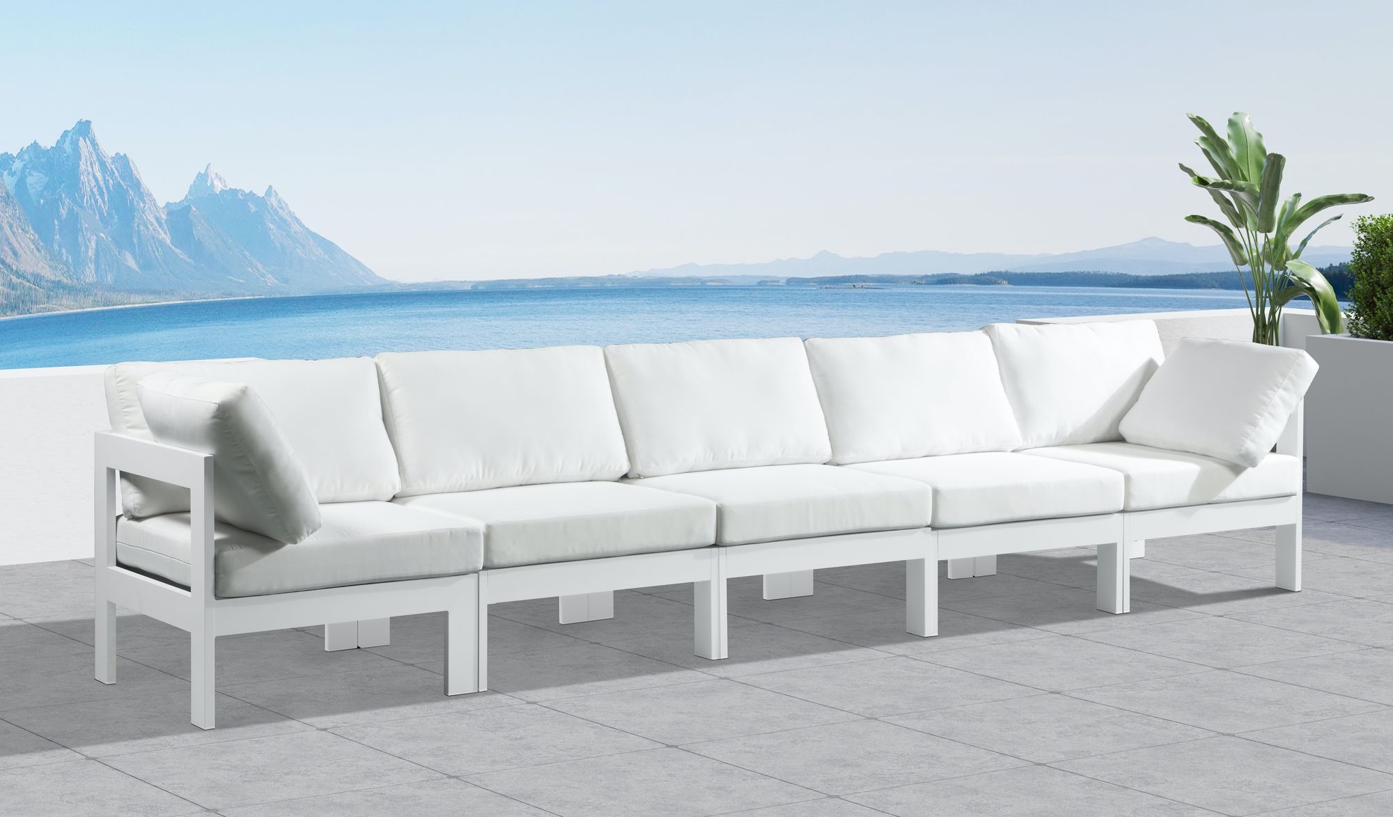 Nizuc 150" Outdoor Patio Waterproof Fabric Modular Sofa with Aluminum Frame