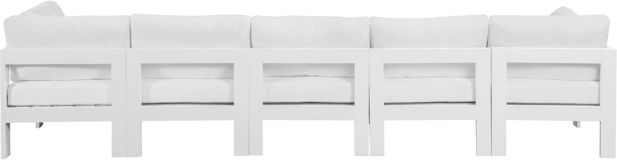 Nizuc 150" Outdoor Patio Waterproof Fabric Modular Sofa with White Aluminum Frame