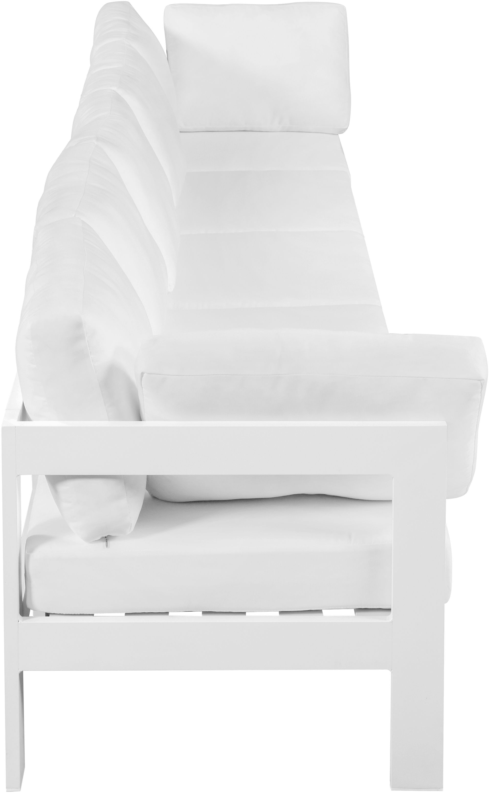 Nizuc 150" Outdoor Patio Waterproof Fabric Modular Sofa with White Aluminum Frame