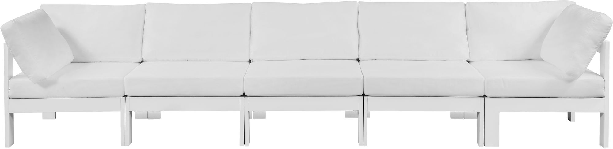 Nizuc 150" Outdoor Patio Waterproof Fabric Modular Sofa with White Aluminum Frame