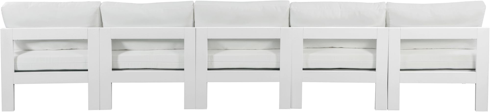 Nizuc 150" Outdoor Patio Waterproof Fabric Armless Modular Sofa with White Aluminum Frame