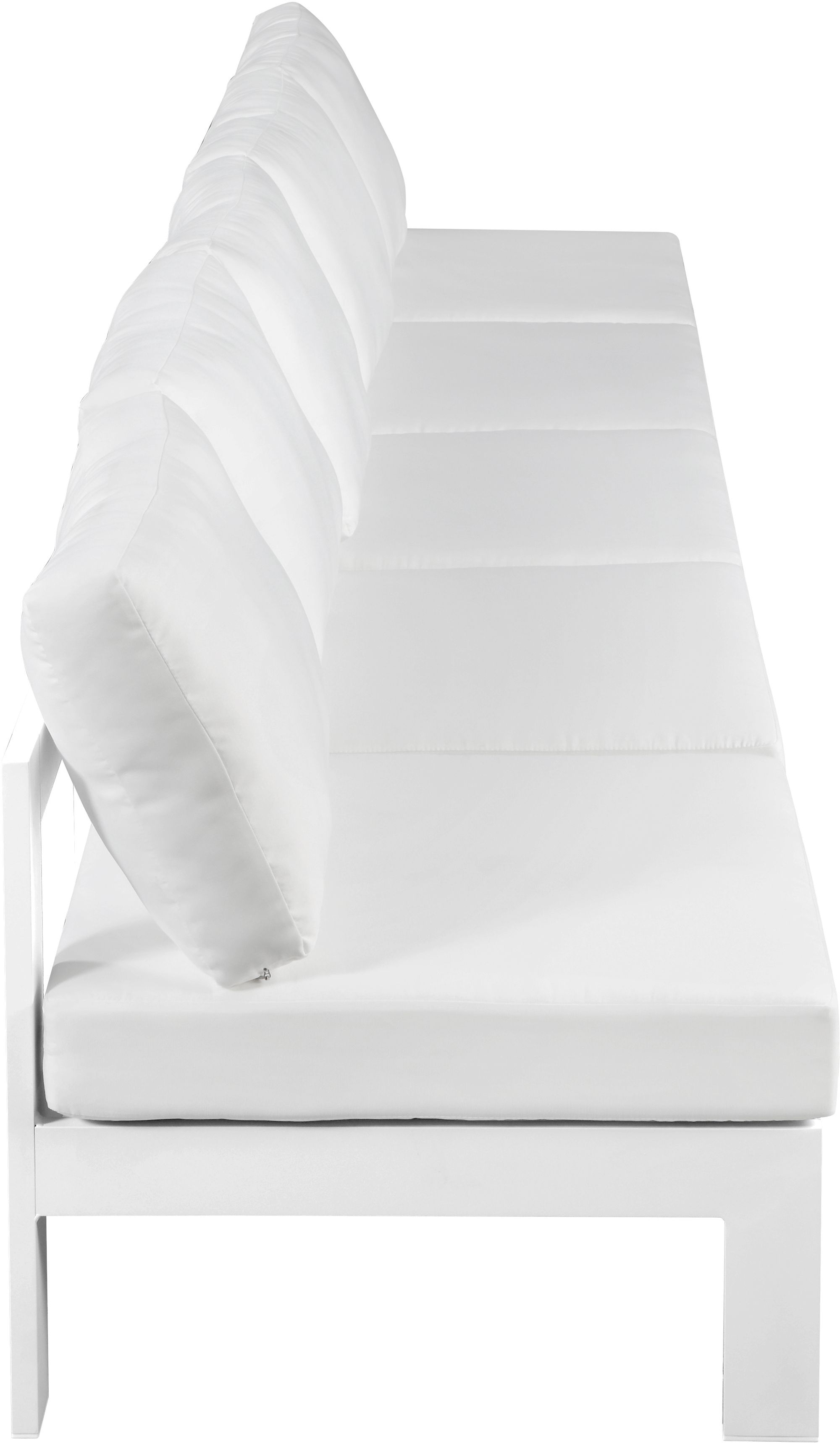 Nizuc 150" Outdoor Patio Waterproof Fabric Armless Modular Sofa with White Aluminum Frame
