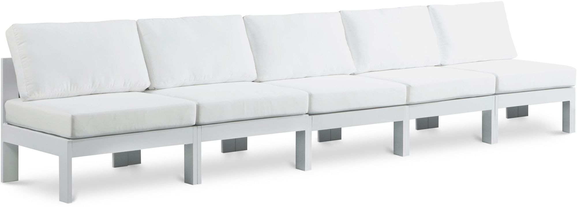 Nizuc 150" Outdoor Patio Waterproof Fabric Armless Modular Sofa with Aluminum Frame