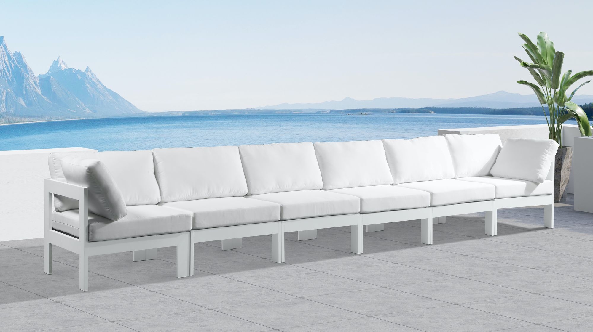 Nizuc 180" Outdoor Patio Waterproof Fabric Modular Sofa with Aluminum Frame