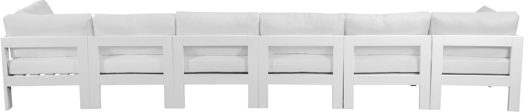 Nizuc 180" Outdoor Patio Waterproof Fabric Modular Sofa with White Aluminum Frame
