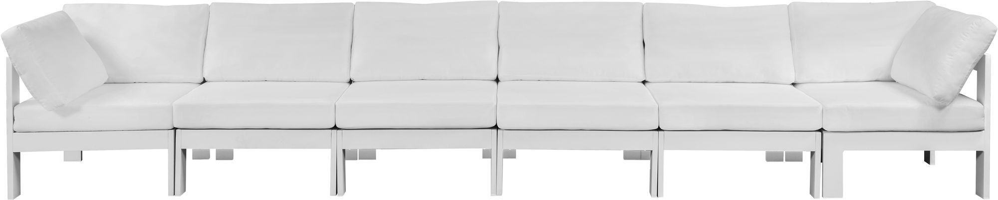 Nizuc 180" Outdoor Patio Waterproof Fabric Modular Sofa with White Aluminum Frame