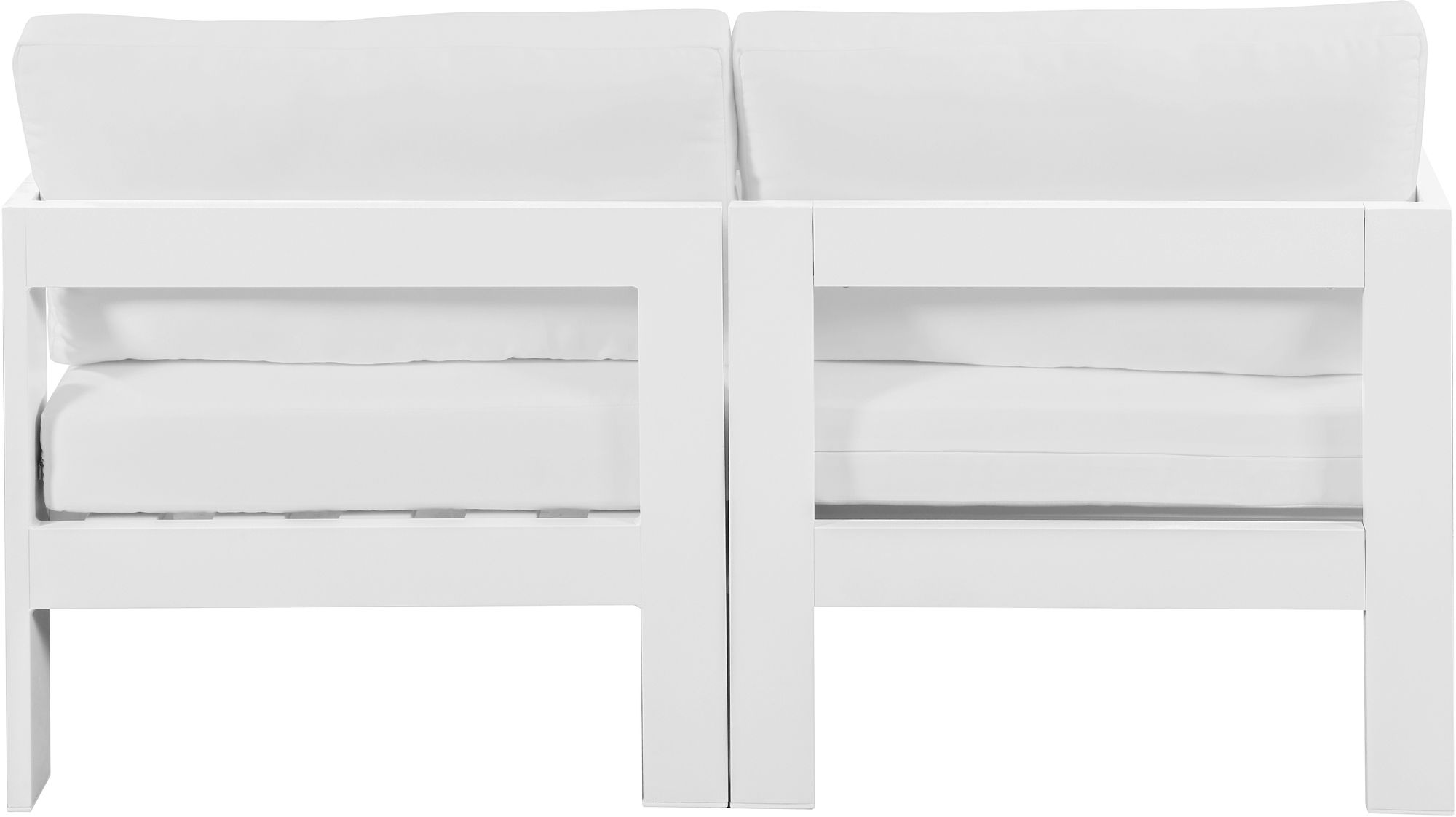 Nizuc 60" Outdoor Patio Waterproof Fabric Modular Sofa with White Aluminum Frame