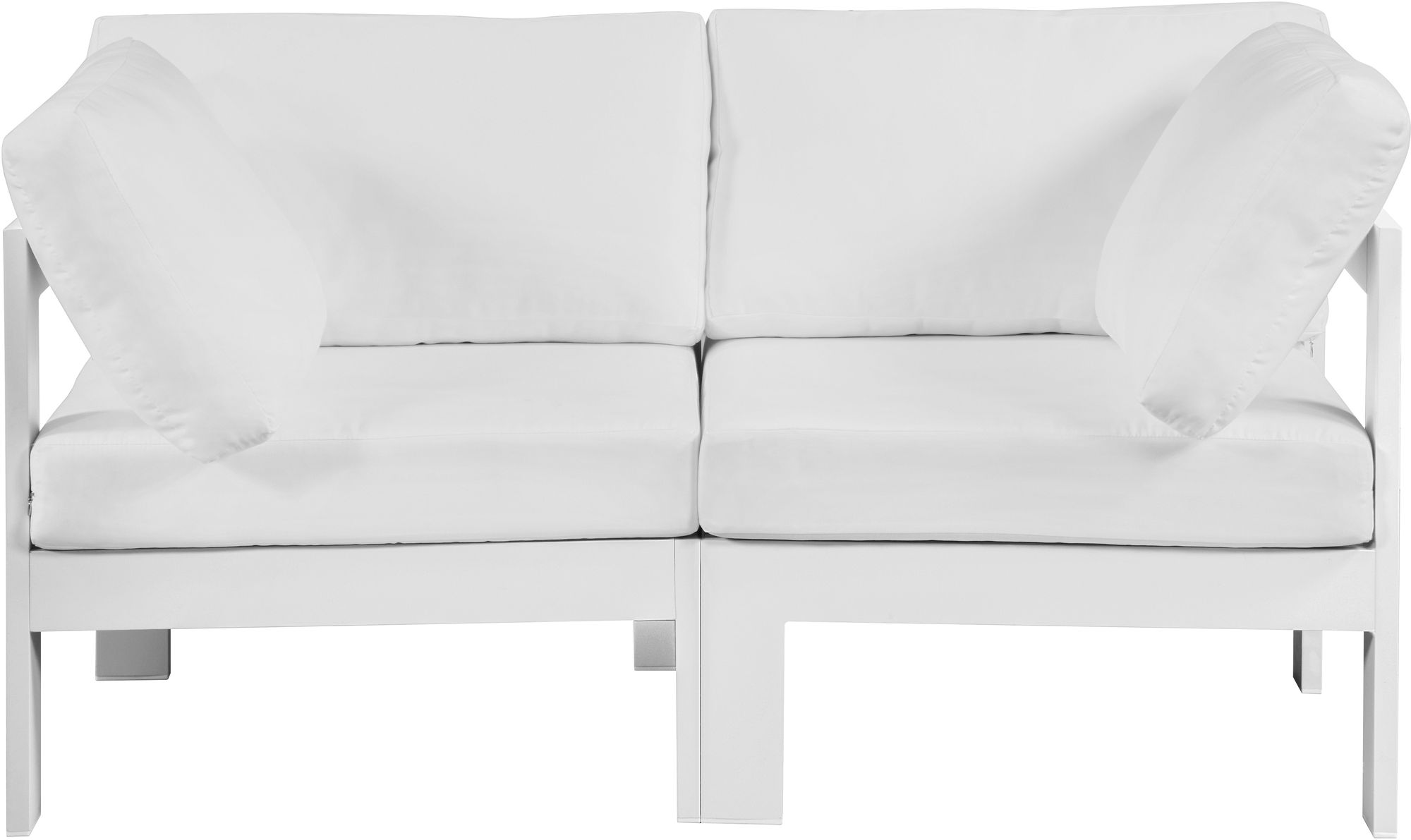 Nizuc 60" Outdoor Patio Waterproof Fabric Modular Sofa with White Aluminum Frame