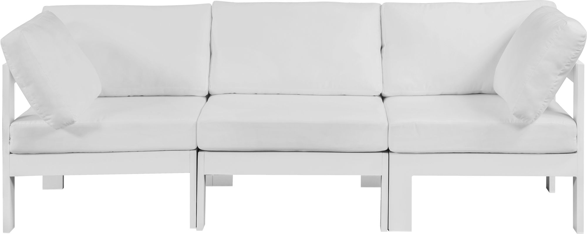 Nizuc 90" Outdoor Patio Waterproof Fabric Modular Sofa with White Aluminum Frame