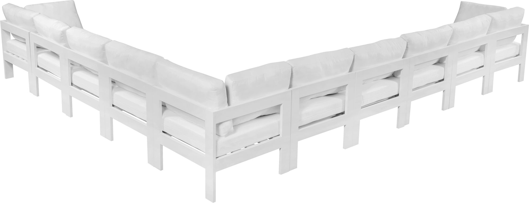 Nizuc 180" 10-Piece Outdoor Patio Waterproof Fabric Modular Sectional with Aluminum Frame