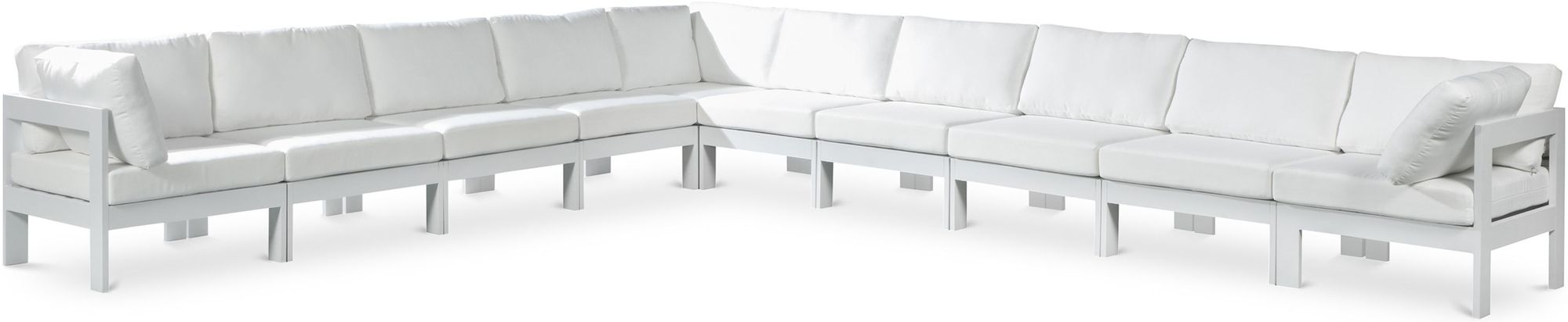 Nizuc 180" 10-Piece Outdoor Patio Waterproof Fabric Modular Sectional with Aluminum Frame