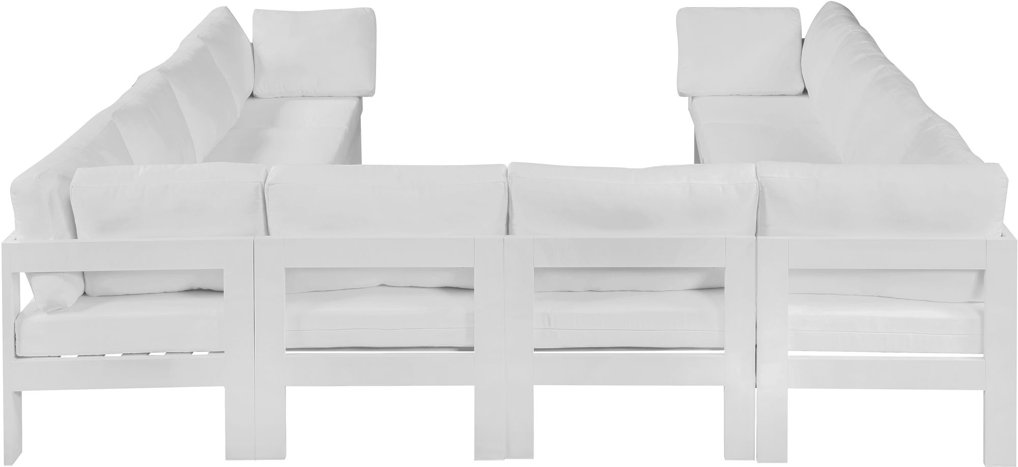Nizuc 120" 10-Piece Outdoor Patio Waterproof Fabric Modular U-Shape Sectional with White Aluminum Frame